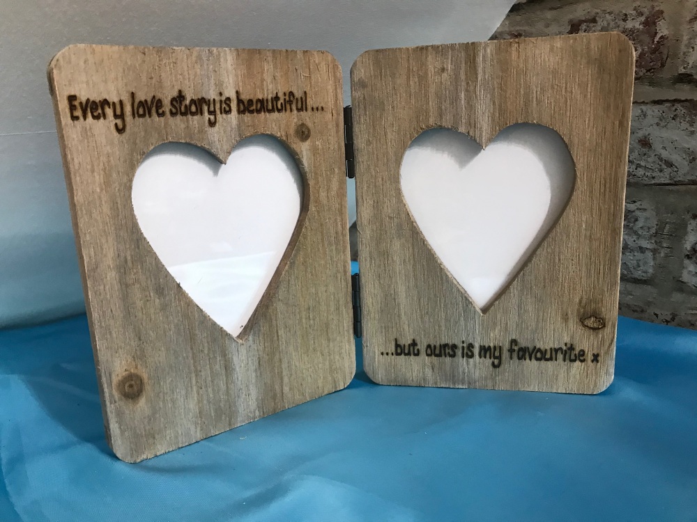 'Every Love Story' - Personalised Double Driftwood Photo Frame 
