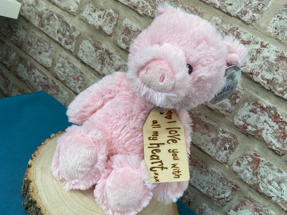 Design Your Own - 12" Pig Plush With Engraved Tag