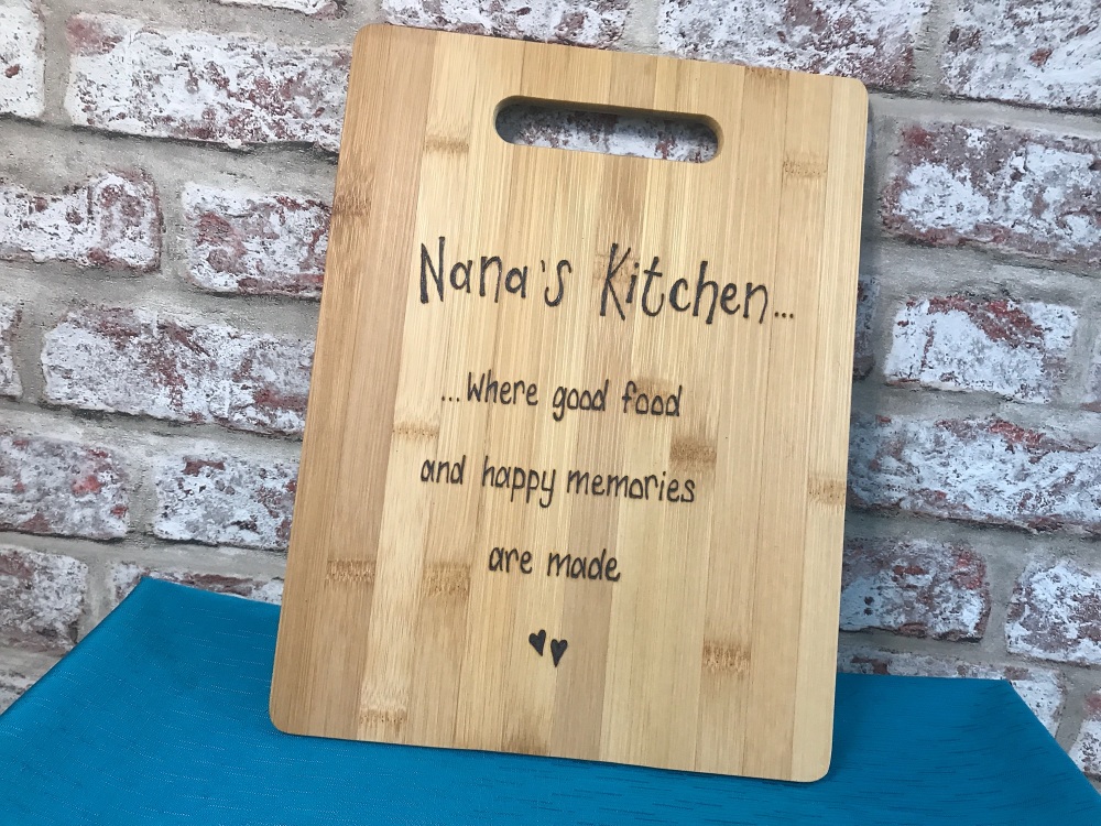Good food memories engraved chopping board