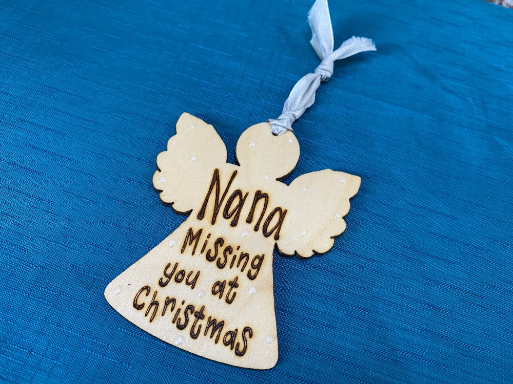 Personalised Wooden Angel Christmas Tree Decoration Tag