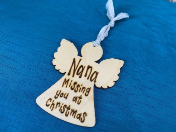 Personalised Wooden Angel Christmas Tree Decoration Tag