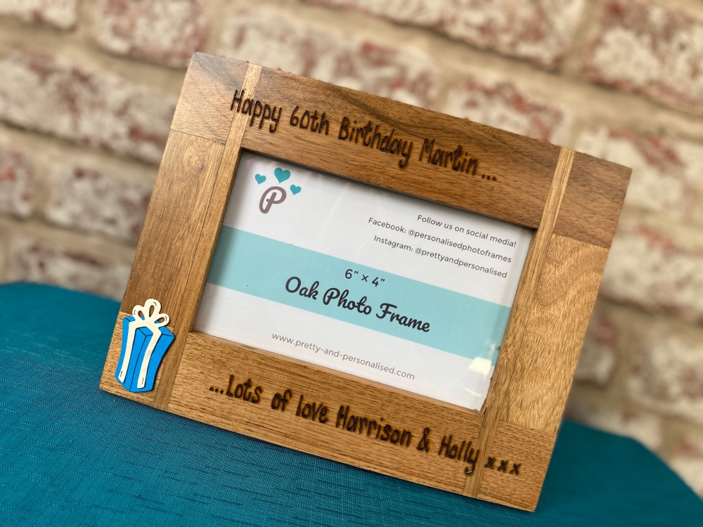 Birthday - Personalised Solid Oak Wood Photo Frame
