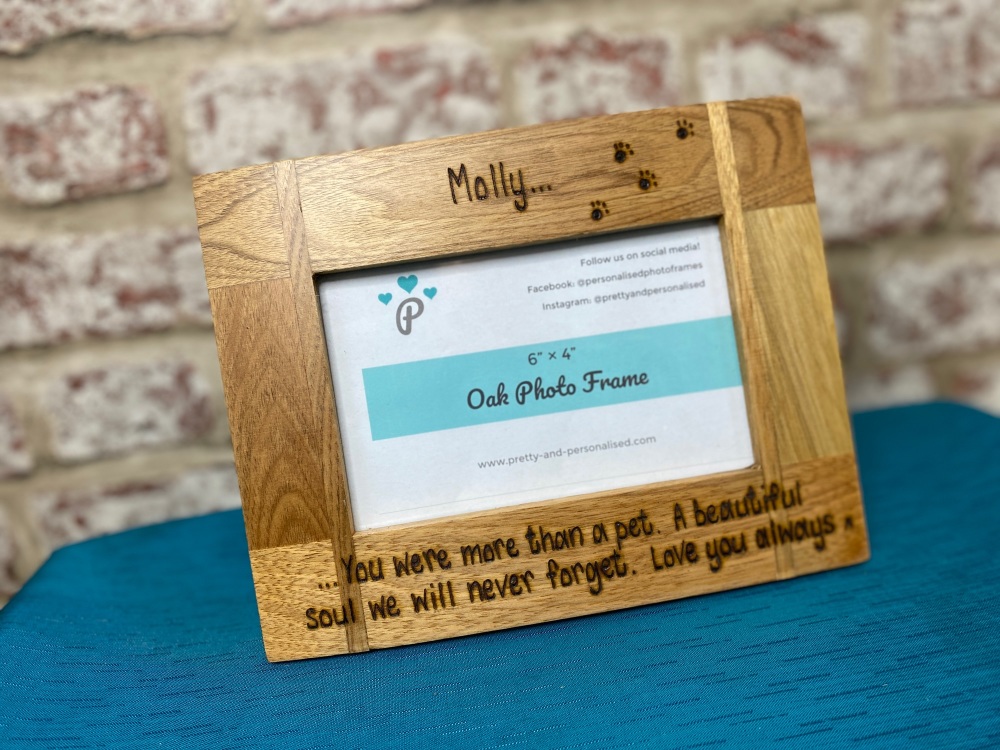 Beautiful Soul We Will Never Forget - Dog, Cat, Horse - Personalised Solid Oak Wood Photo Frame