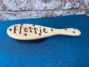 Personalised hand-engraved name wooden hairbrush