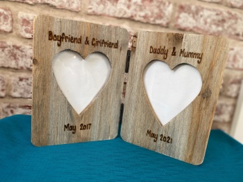 New Baby - Personalised Double Driftwood Photo Frame 