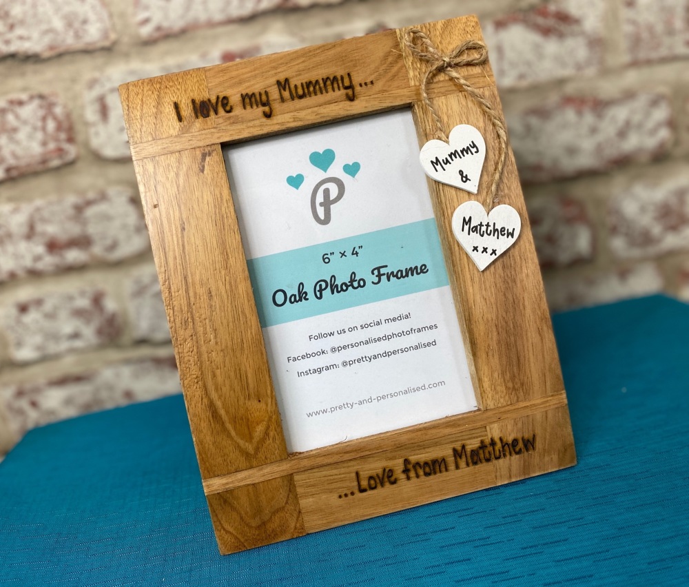 I Love My Daddy / Mummy - Personalised Solid Oak Wood Photo Frame
