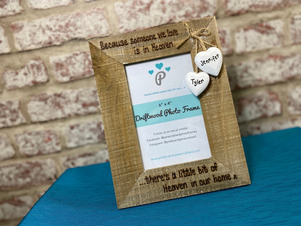 'In Heaven' - Personalised Driftwood Photo Frame