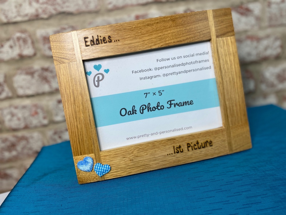 1st Picture - Personalised Solid Oak Wood Photo Frame