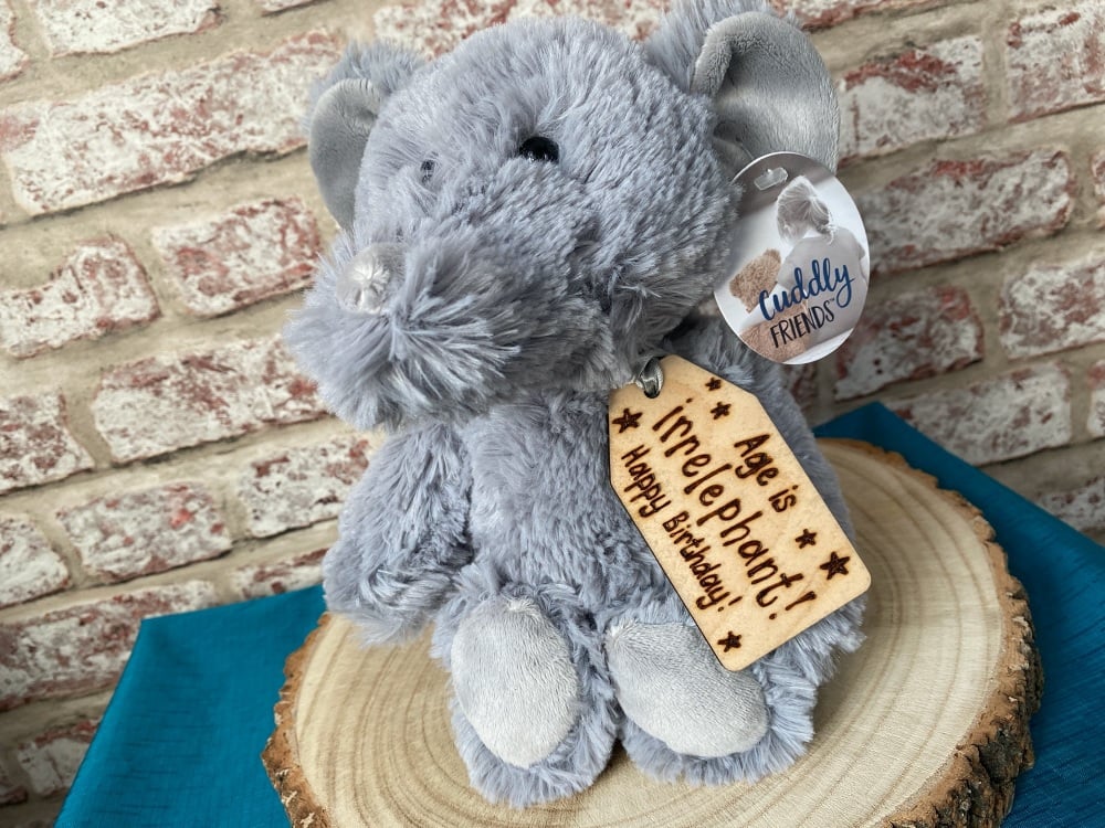 Age Is Irrelephant / Birthday - Personalised 12" Elephant Plush