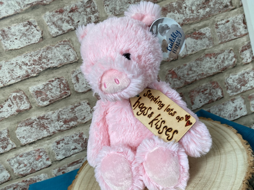 Sending Hogs & Kisses - Pig Plush (12")  With Engraved Tag