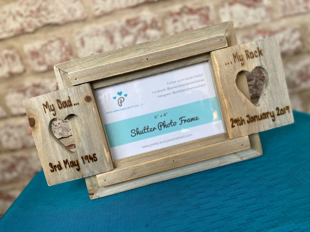 Design Your Own - Personalised Driftwood Heart Shutter Photo Frame