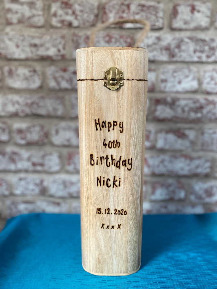 Happy Birthday - Personalised Wooden Wine Box Holder