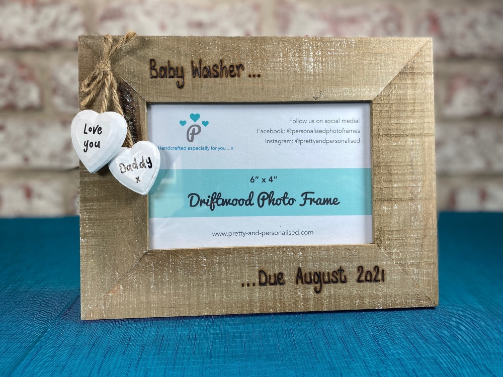 Baby Scan Due Date - Personalised Driftwood Photo Frame