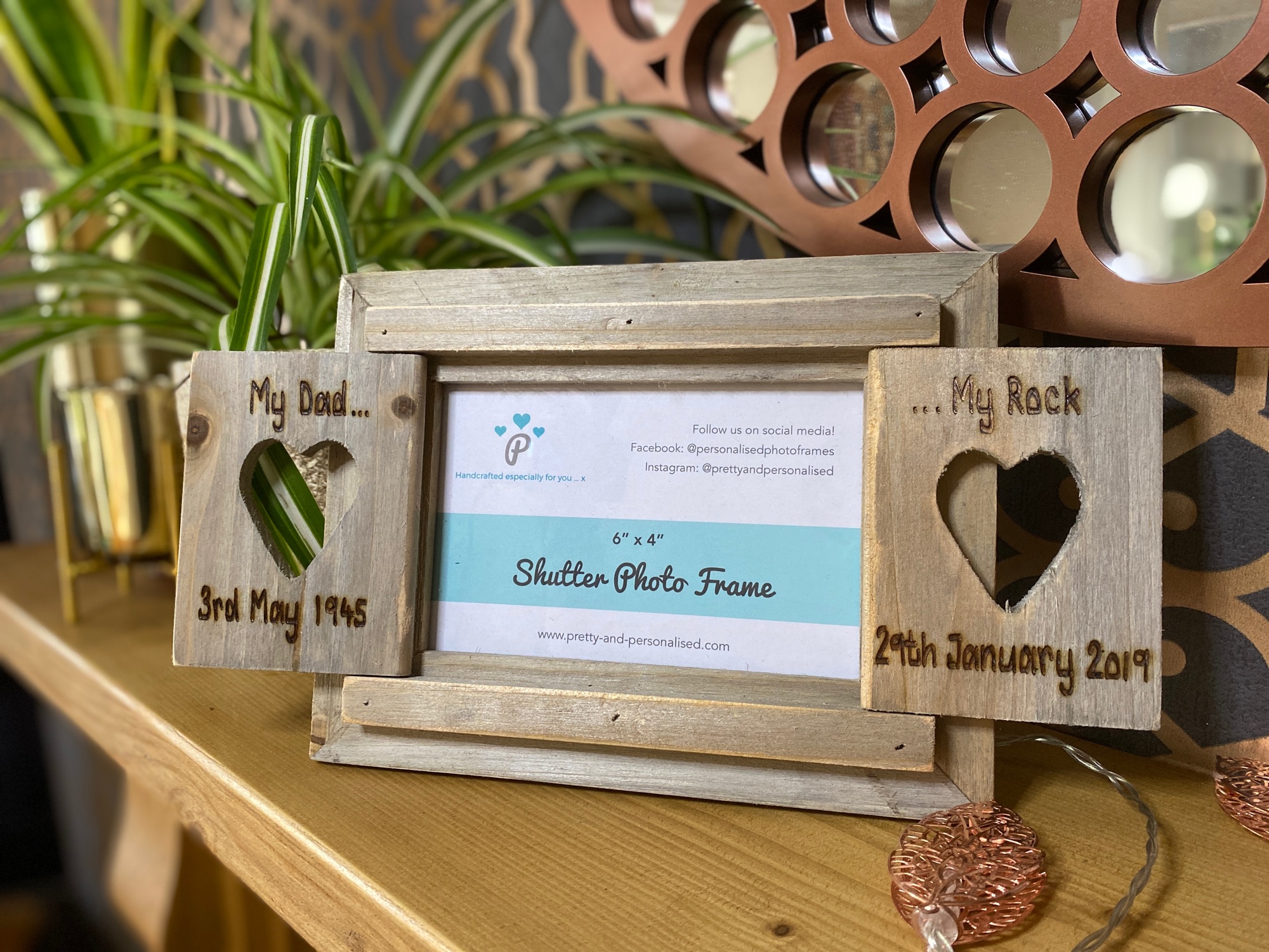 Shabby personalised Chic Photo Frame In Memory Of A Loved One 6 X 4 Rustic 