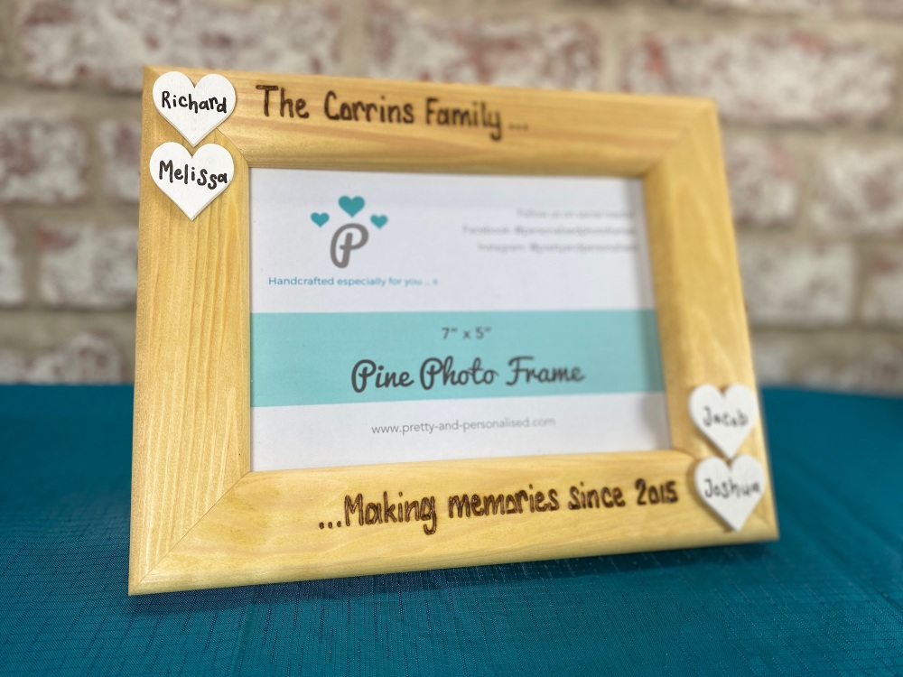 Making Memories - Personalised Pine Wood Photo Frame