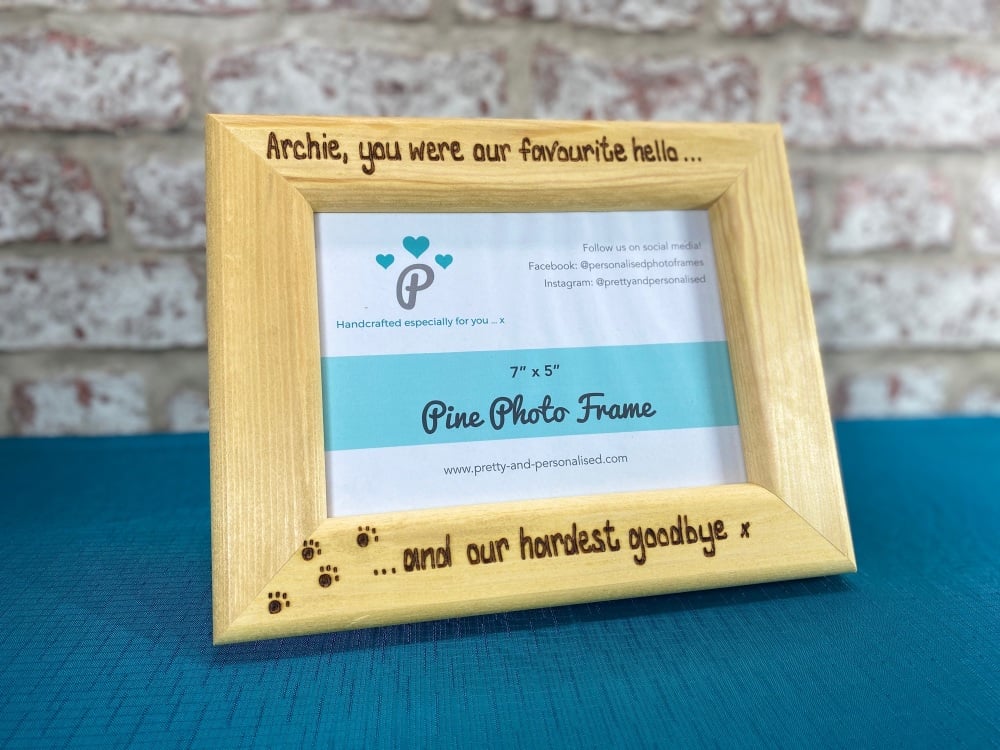 Dog / Cat Memorial - Personalised Solid Wood Photo Frame