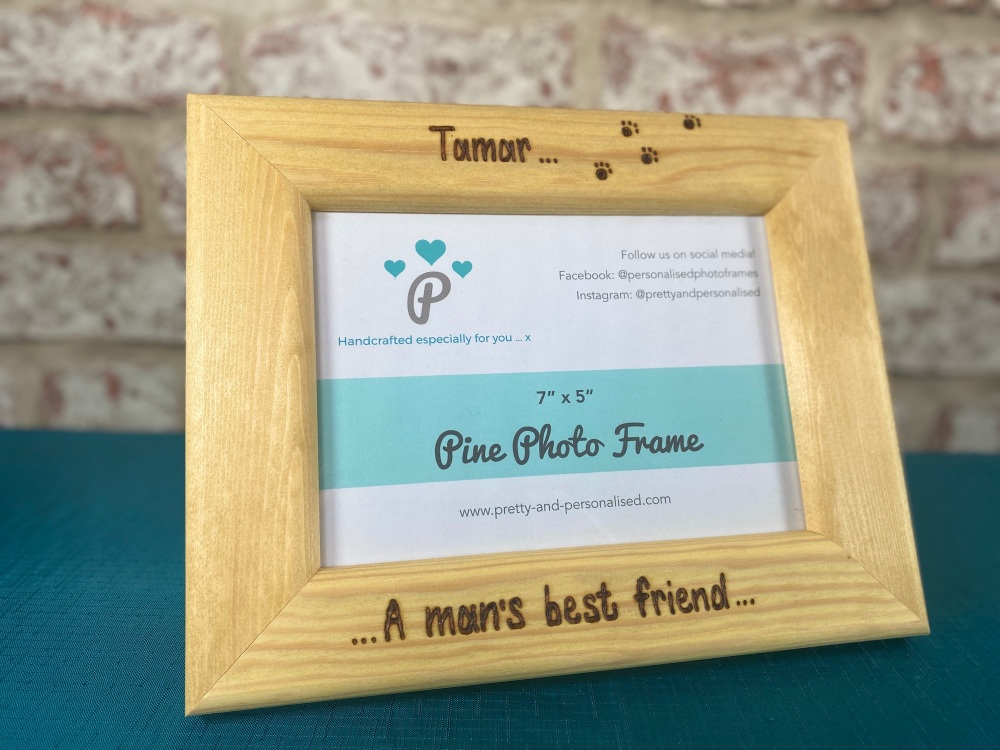 Man's Best Friend Dog / Cat - Personalised Solid Wood Photo Frame