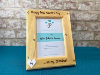 First Mother's Day  - Personalised Pine Wood Photo Frame