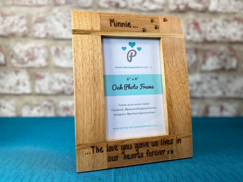 The Love You Gave Us Lives In Our Hearts Forever - Dog, Cat, Horse - Personalised Solid Oak Wood Photo Frame
