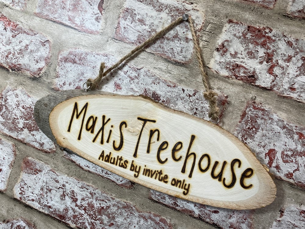 Treehouse - Personalised Wood Slice Plaque