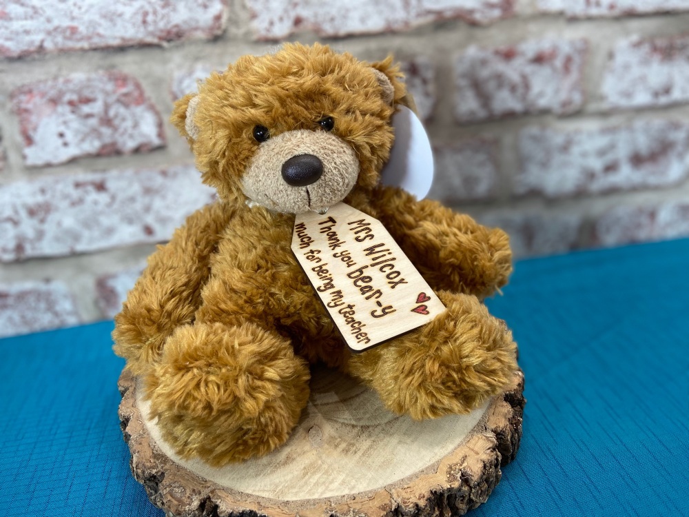 Thanks Bear-y Much Teacher - 9" Teddy Bear Plush With Engraved Tag