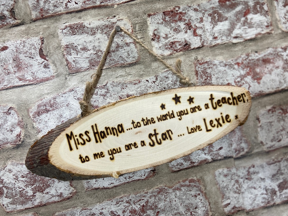 Thank You Teacher  - Personalised Wood Slice Plaque