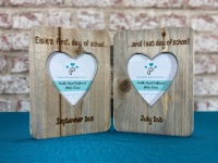 First And Last Day Of School - Personalised Double Driftwood Photo Frame 