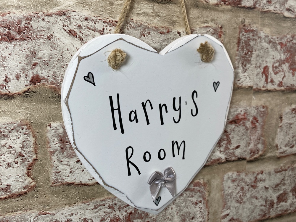 Door Sign Room Plaque - Personalised Shabby Chic Heart