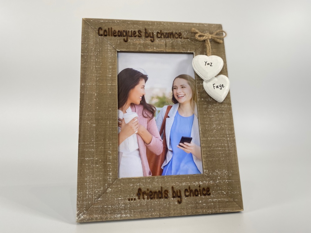 Colleagues By Chance, Friends By Choice - Personalised Driftwood Photo Frame