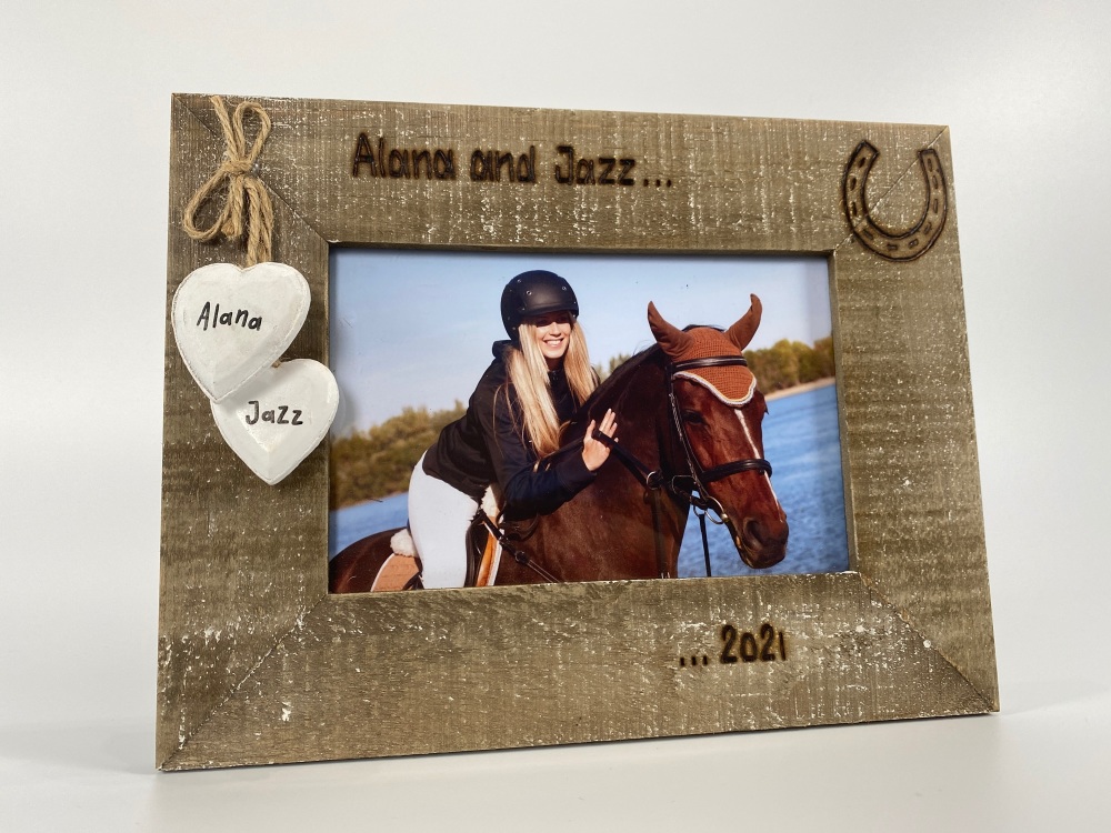 Horse Names / Date - Personalised Driftwood Photo Frame