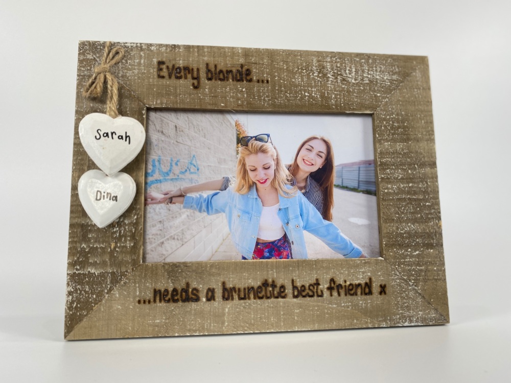 Blonde and Brunette -  Personalised Driftwood Photo Frame
