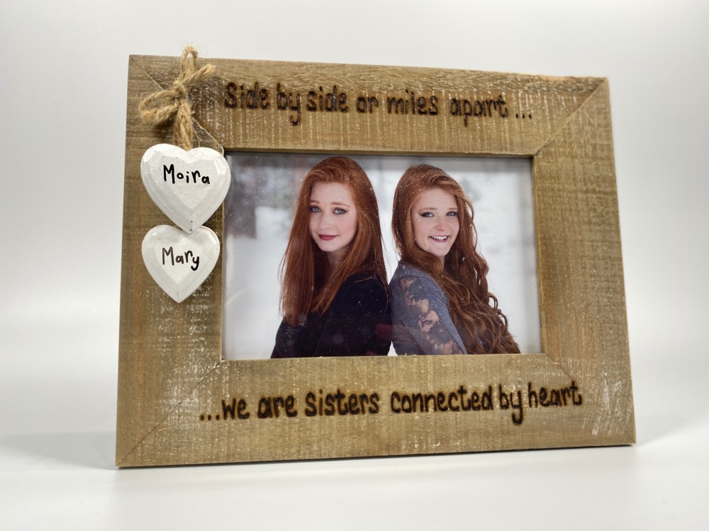 Side By Side Or Miles Apart - Personalised Driftwood Photo Frame