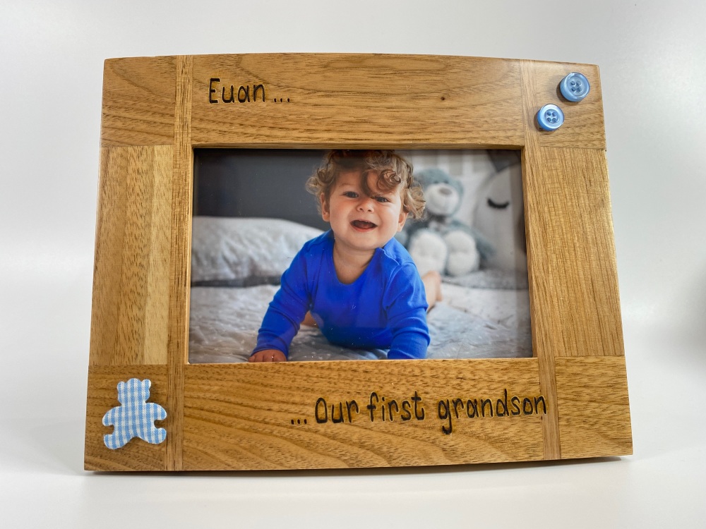First Grandchild - Personalised Solid Oak Wood Photo Frame