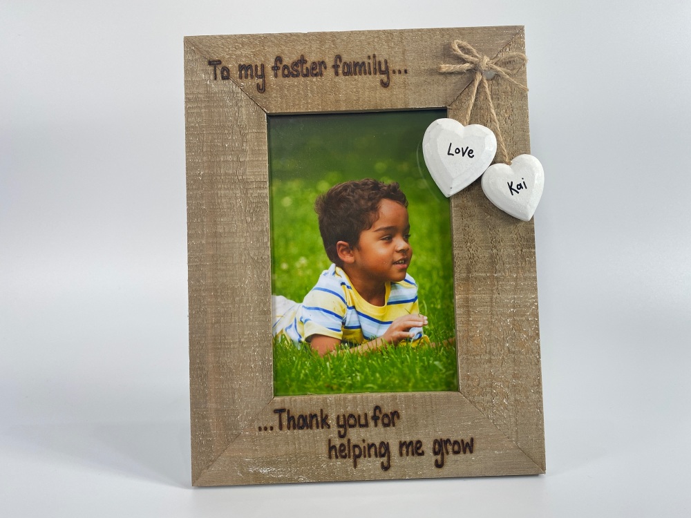 Foster Family / Thank You For Helping Me Grow - Personalised Driftwood Photo Frame
