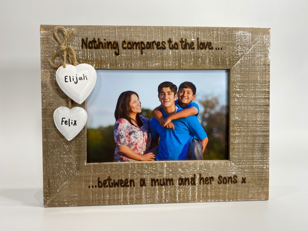 Nothing Compares To The Love Between A Mum And Her Son - Personalised Driftwood Photo Frame