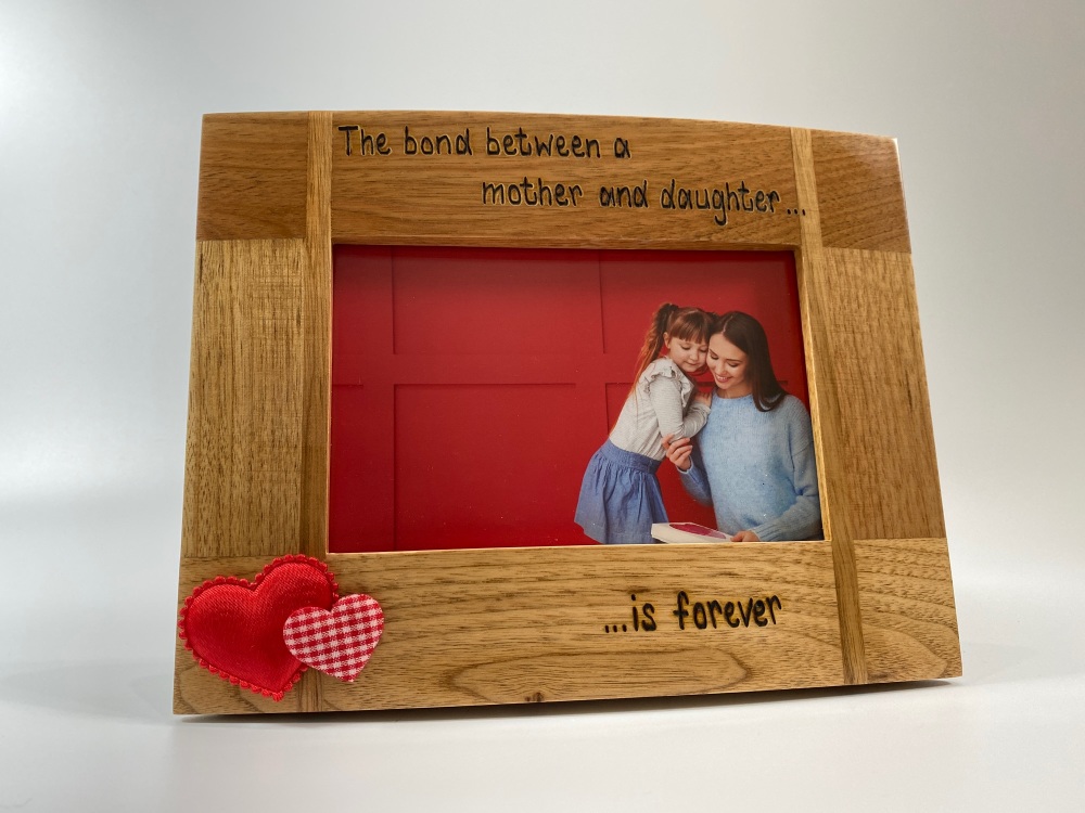 The Bond Between Mum And Daughter - Personalised Solid Oak Wood Photo Frame