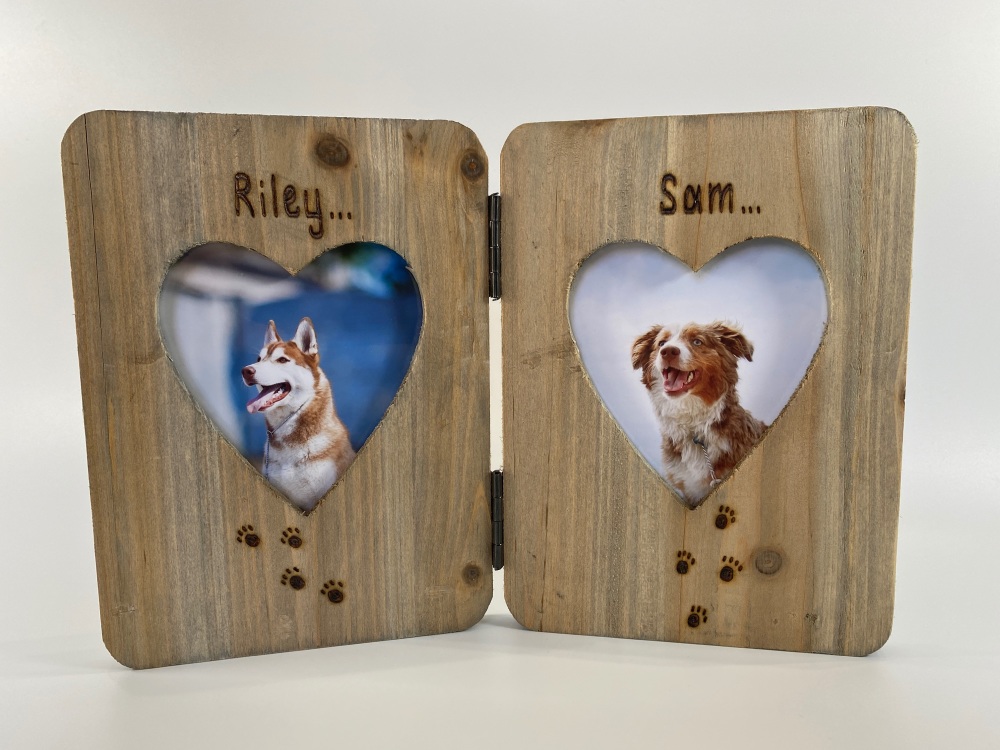 Dog / Cat - Personalised Double Driftwood Photo Frame 