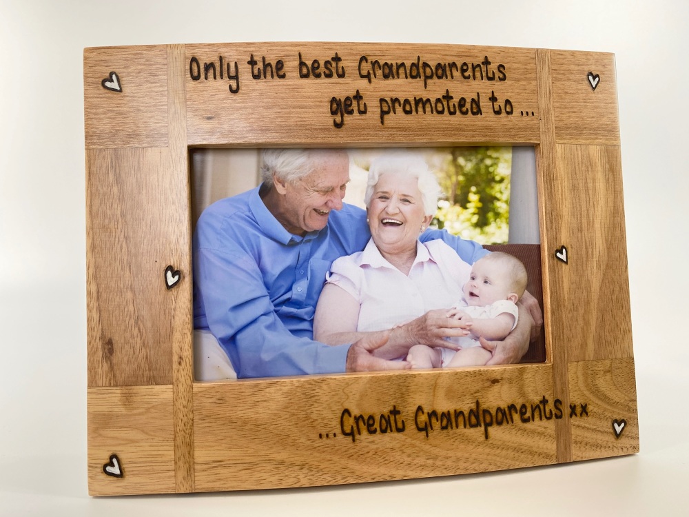 Only The Best Grandparents Get Promoted To Great Grandparents - Personalised Solid Oak Wood Photo Frame