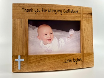 Thank You For Being My - Godparent / Godfather / Godmother  - Personalised Solid Oak Wood Photo Frame