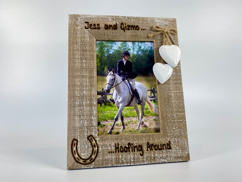 Horse, Hoofing Around - Personalised Driftwood Photo Frame