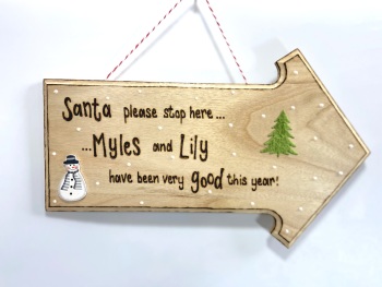 Christmas - Personalised Wooden Hanging Arrow Sign
