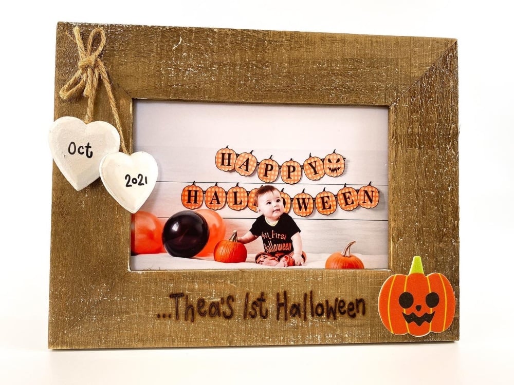 Halloween  - Personalised Driftwood Photo Frame