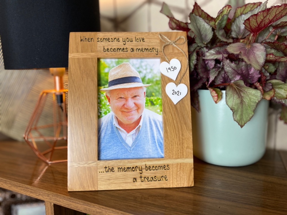 When Someone You Love Becomes A Memory  - Personalised Solid Oak Wood Photo Frame
