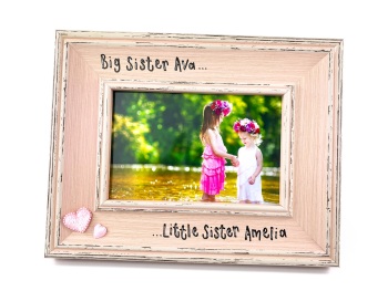 Big Sister Little Sister -  Personalised Pink Vintage Photo Frame
