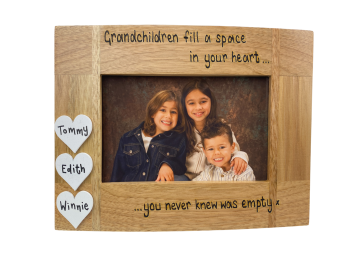 Grandchildren Fill The Space In Your Heart... - Personalised Solid Oak Wood Photo Frame
