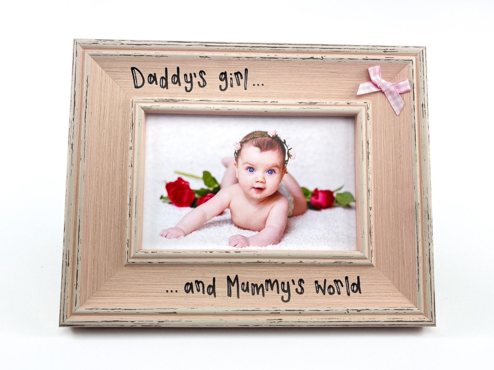 Daddy's Girl And Mummy's World -  Personalised Vintage Photo Frame 4 Colours