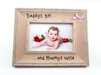 Daddy's Girl And Mummy's World -  Personalised Pink Vintage Photo Frame