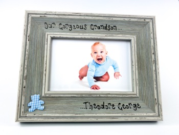 Our Gorgeous Grandson - Personalised Blue Vintage Photo Frame