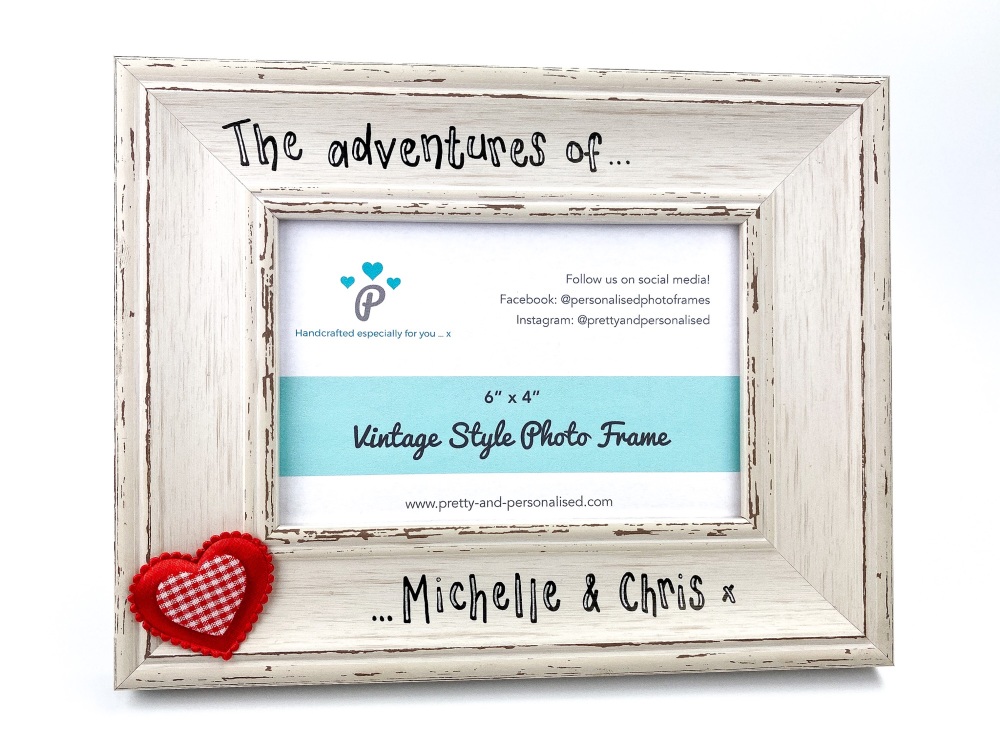 The Adventures Of -  Personalised Ivory White Vintage Photo Frame