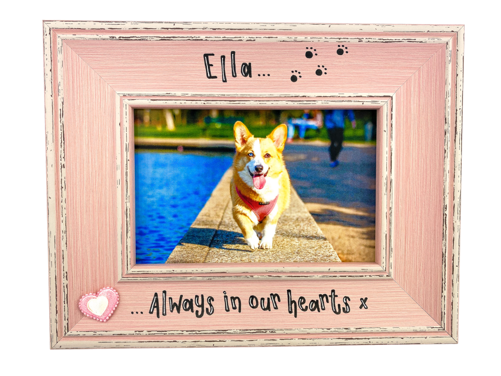Dog Cat Memorial Always In Heart - Personalised Vintage Photo Frame 4 Colours
